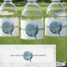 Minimalist Golf Coach Academy Metallic Blue Wasserflaschenetikett