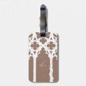 Minimalist Gothic Window Calligraphy Mocha Brown Gepäckanhänger (Rückseite vertikal)