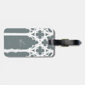 Minimalist Gothic Window Calligraphy Slate Green Gepäckanhänger (Rückseite horizontal)