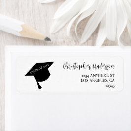 Minimalist Grad Cap Black & White Graduation