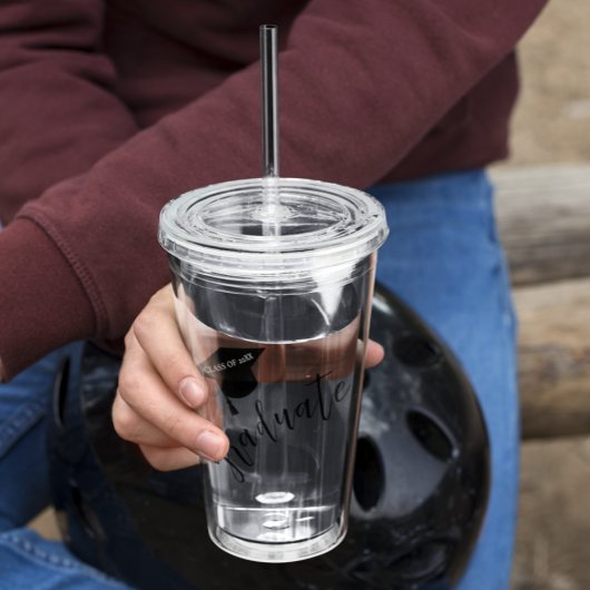 Minimalist Grad Cap Black & White Graduation Acryltrinkbecher