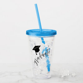 Minimalist Grad Cap Black & White Graduation Acryltrinkbecher