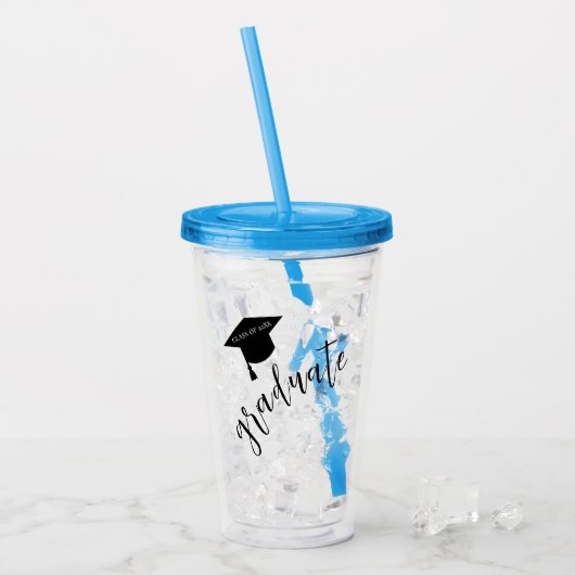 Minimalist Grad Cap Black & White Graduation Acryltrinkbecher (Vorderseite Ice)