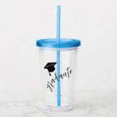 Minimalist Grad Cap Black & White Graduation Acryltrinkbecher (Vorderseite)