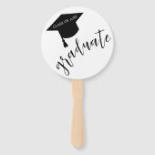 Minimalist Grad Cap Black & White Graduation Fächer (Vorderseite)