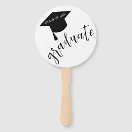 Minimalist Grad Cap Black & White Graduation Fächer