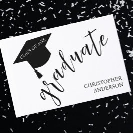 Minimalist Grad Cap Black & White Graduation Gästebuch