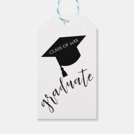 Minimalist Grad Cap Black & White Graduation Geschenkanhänger