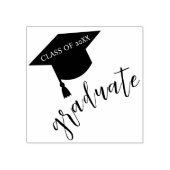 Minimalist Grad Cap Black & White Graduation Gummistempel (Prägung)