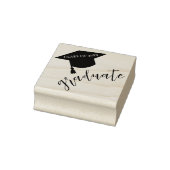 Minimalist Grad Cap Black & White Graduation Gummistempel (Stempel)