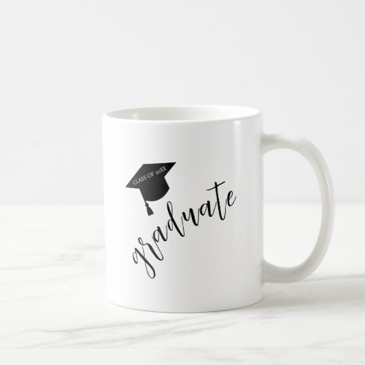 Minimalist Grad Cap Black & White Graduation Kaffeetasse (Rechts)