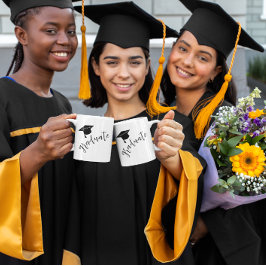 Minimalist Grad Cap Black & White Graduation Kaffeetasse