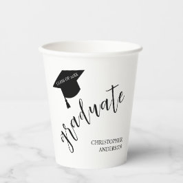 Minimalist Grad Cap Black & White Graduation Pappbecher