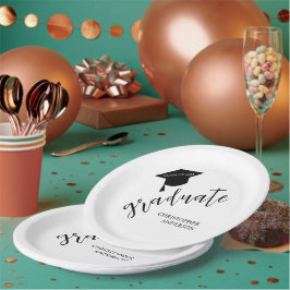 Minimalist Grad Cap Black & White Graduation Pappteller