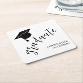 Minimalist Grad Cap Black & White Graduation Rechteckiger Pappuntersetzer (angewinkelt)