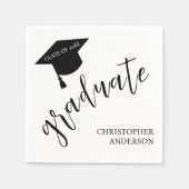 Minimalist Grad Cap Black & White Graduation Serviette (Vorderseite)