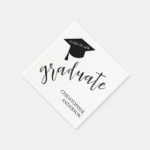 Minimalist Grad Cap Black & White Graduation Serviette (Ecke)