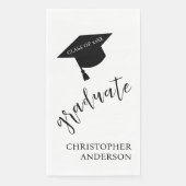 Minimalist Grad Cap Black & White Graduation Serviette (Vorderseite)