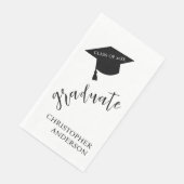 Minimalist Grad Cap Black & White Graduation Serviette (Ecke)