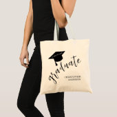 Minimalist Grad Cap Black & White Graduation Tragetasche (Vorderseite (Produkt))