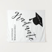 Minimalist Grad Cap Black & White Graduation Wandteppich (Vorderseite (Horizontal))
