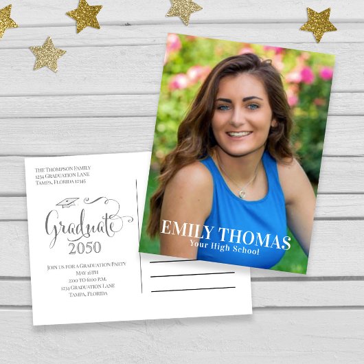 Minimalist Graduate Modern Simple Script  Postkarte