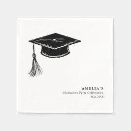 Minimalist Graduation Cap Grad Party Serviette