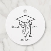 Minimalist Graduation Cap with Bow Custom Geschenkanhänger (Vorderseite)