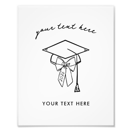 Minimalist Graduation Cap with Bow Sign Fotodruck (Vorne)