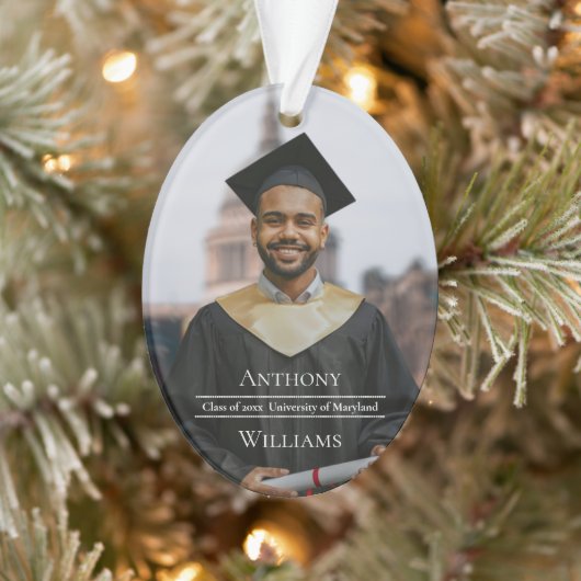 Minimalist Graduation Photo Oval Ornament (Baum)