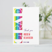 Minimalist graduation stripe pattern dankeskarte (Stehend Vorderseite)