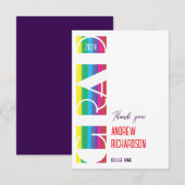 Minimalist graduation stripe pattern dankeskarte (Vorne/Hinten)