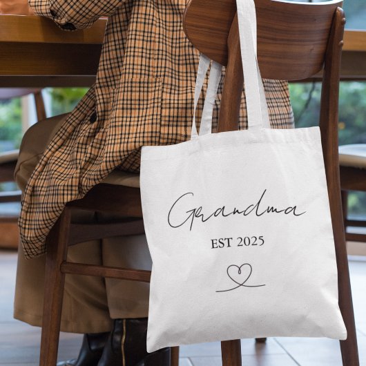 Minimalist Grandma EST Year | Custom Tote Bag Tasche