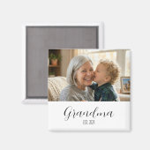 Minimalist Grandma Established Black Script Text Magnet (Vorderseite/Rückseite)