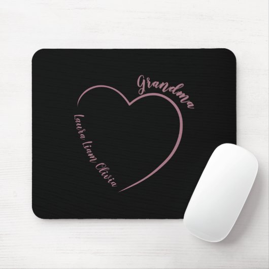 Minimalist Grandma With Grandkids Names And Heart Mousepad (Mit Mouse)