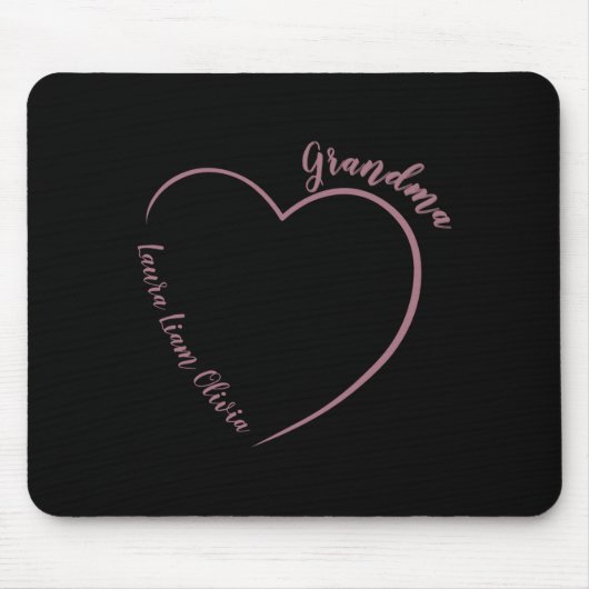 Minimalist Grandma With Grandkids Names And Heart Mousepad (Vorne)