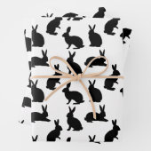 Minimalist Graphic Bunny Pattern In Black Easter Geschenkpapier Set (Beispiel)