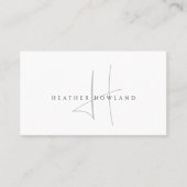 Minimalist Grau Script Monogramm Name Visitenkarte (Vorderseite)