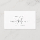 Minimalist Grauer Skript Monogramm Name Visitenkarte (Vorderseite)