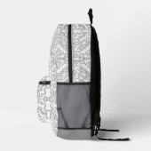 Minimalist graues Blumenmuster Bedruckter Rucksack (Rechts)