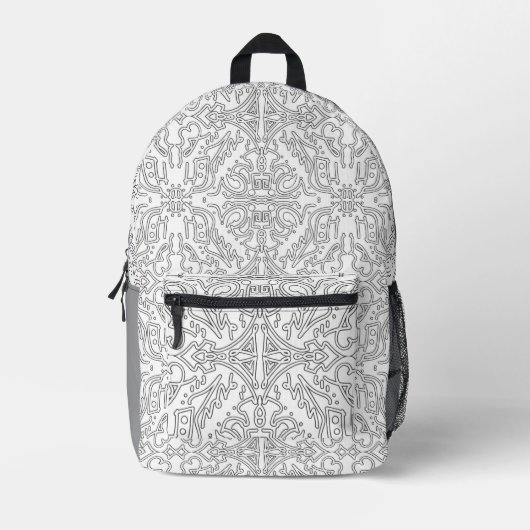Minimalist graues Blumenmuster Bedruckter Rucksack (Vorderseite)