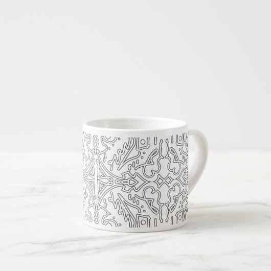 Minimalist graues Blumenmuster Espressotasse (Vorderseite Rechts)