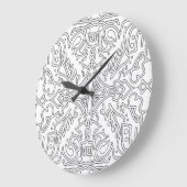 Minimalist graues Blumenmuster Große Wanduhr (Winkel)