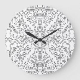 Minimalist graues Blumenmuster Große Wanduhr