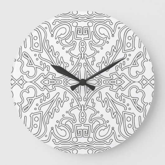 Minimalist graues Blumenmuster Große Wanduhr (Vorderseite)