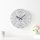 Minimalist graues Blumenmuster Große Wanduhr (Zuhause)