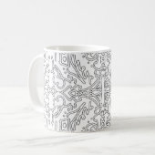 Minimalist graues Blumenmuster Kaffeetasse (Vorderseite Links)