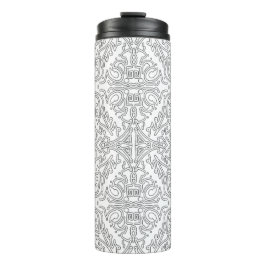 Minimalist graues Blumenmuster Thermosbecher