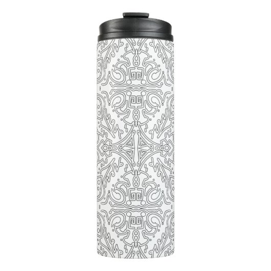 Minimalist graues Blumenmuster Thermosbecher (Vorderseite)