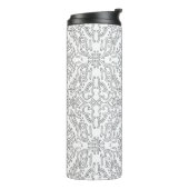 Minimalist graues Blumenmuster Thermosbecher (Nach links gedreht)